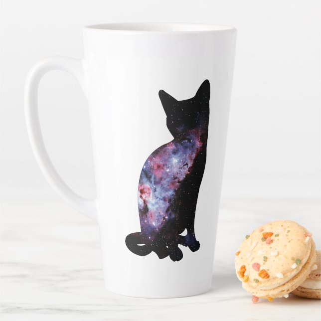Tasse Latte Carina Nebula Voie Lactée Galaxie Chat Silhouette  (En situation)