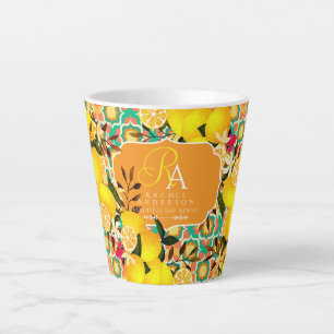 Tasse Latte Carreaux Méditerranéens au Citron Orange Vert