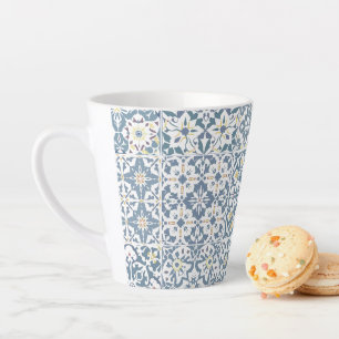 Tasse Latte Carreaux Méditerranéens, Marocains, Majolique, Azu