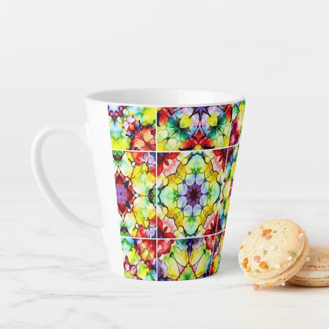 Tasse Latte Carrelage méditerranéen, Carreaux d'encre d'alcool (En situation)