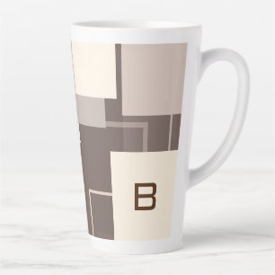Tasse Latte Carrés géométriques - Crème au chocolat