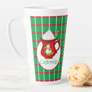 Tasse Latte Carrés verts avec lignes rouges et blanches en lat