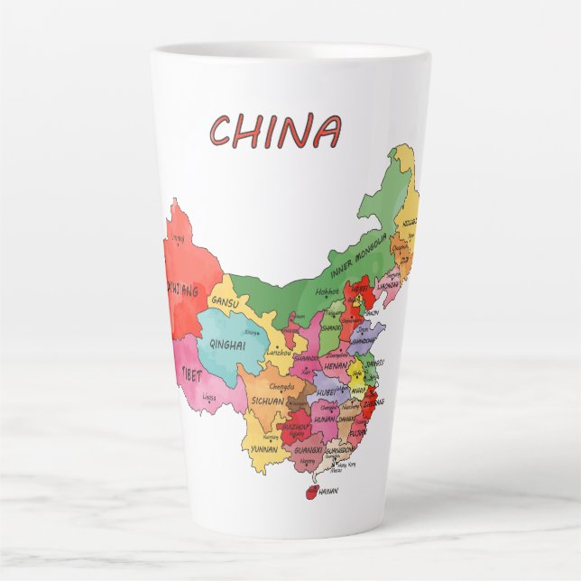 Tasse Latte Carte de la Chine (Devant)
