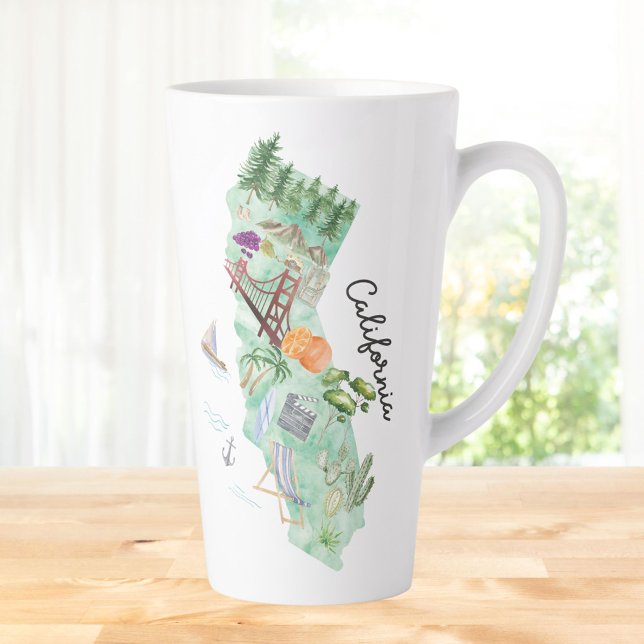 Tasse Latte Carte de l'état de la Californie (In situ Kitchen table)