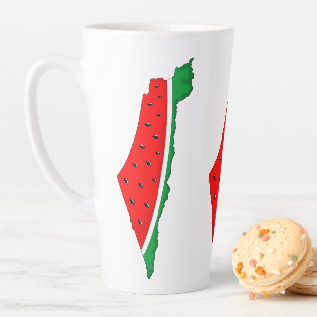 Tasse Latte Carte de Palestine Watermelon Symbole de la libert (En situation)