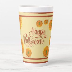 Tasse Latte Carte de voeux encadrée Happy Halloween typographi