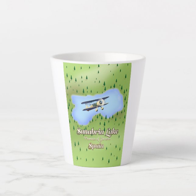 Tasse Latte Carte de voyage Sanabria Lake Espagne. (Devant)