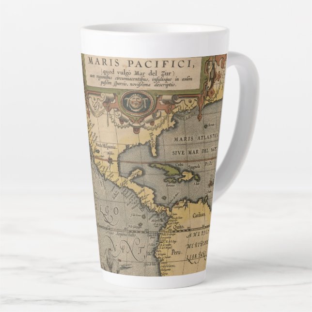 Tasse Latte Carte des Amériques antiques de Maris Pacifici (Angle droit)
