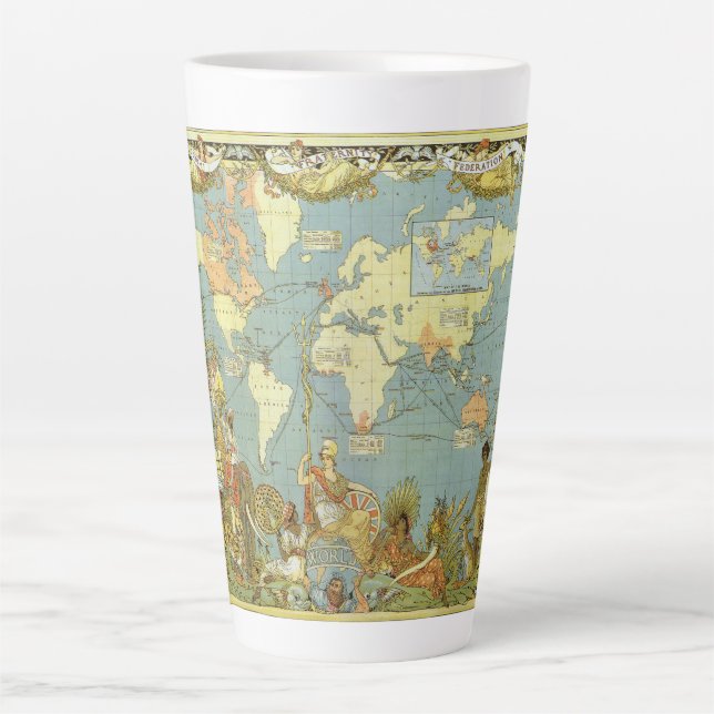 Tasse Latte Carte du monde antique de l'Empire britannique, 18 (Devant)