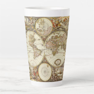 Tasse Latte Carte du Vieux Monde antique par Frederick de Wit,