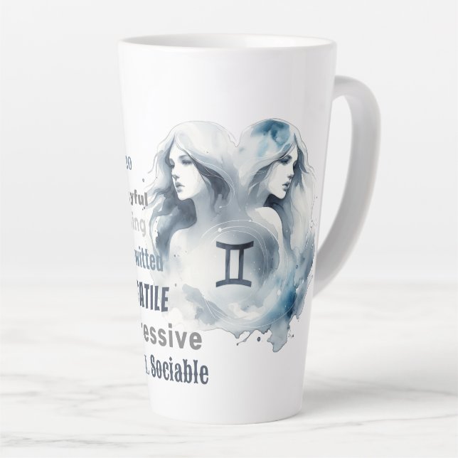 Tasse Latte Carte Gemini Twins Traits Zodiac Signal Anniversai (Angle droit)