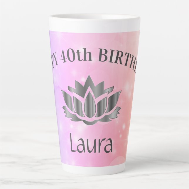 Tasse Latte Carte personnalisée Sparkly 40th Birthday Card Lat (Devant)
