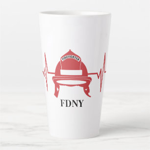 Tasse Latte Casque de pompier Heartbeat personnalisé