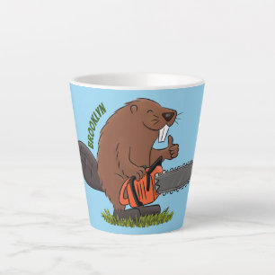 Tasse Latte Castor drôle avec humour de dessin animé de tronço