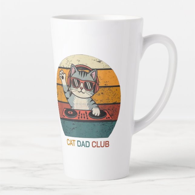 Tasse Latte CAT DAD CLUB / Funny Retro misician (Droite)