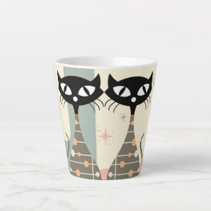 Tasse Latte Cat du milieu du siècle moderne