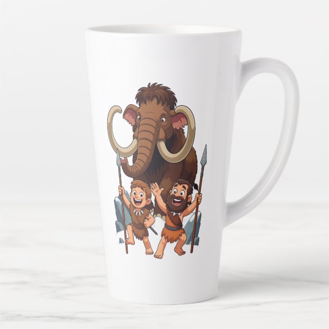 Tasse Latte Caveman Dad and Son Mammoth Hunt (Droite)