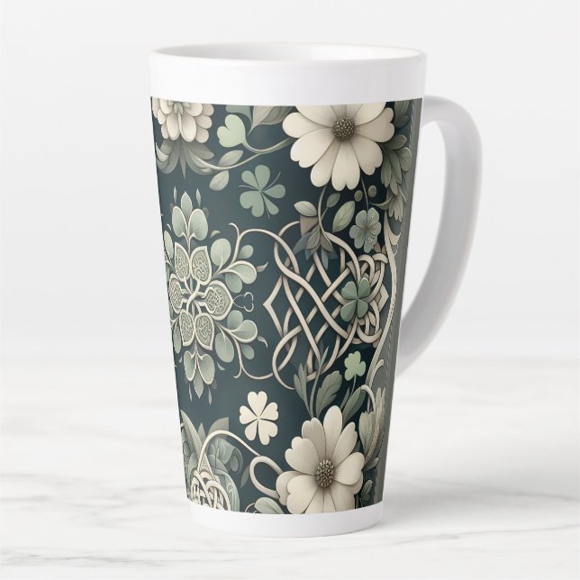 Tasse Latte Celtic Clover Floral Charm (Angle droit)