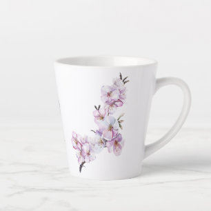Tasse Latte Céramique en fleurs de cerisier rose