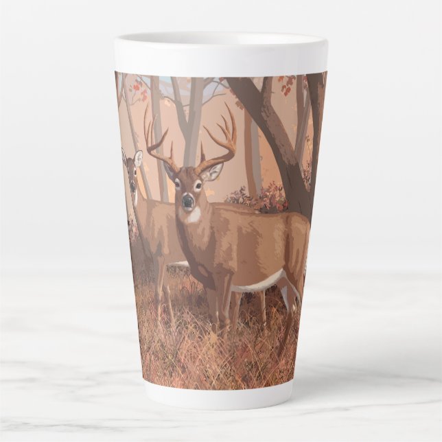 Tasse Latte Cerf De Virginie Dans La Forêt Style Rétro Nature (Devant)