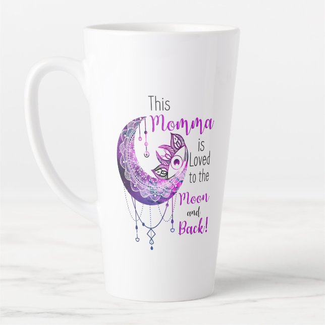 Tasse Latte Cette Momma est aimée à la lune et à l'arrière (Gauche)