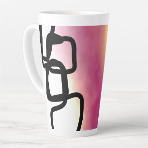 Tasse Latte Chaîne de blocage : Abstrait rose, jaune, noir et 