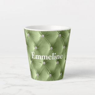 Tasse Latte Chaleureux Sage Vert Faux Velvet