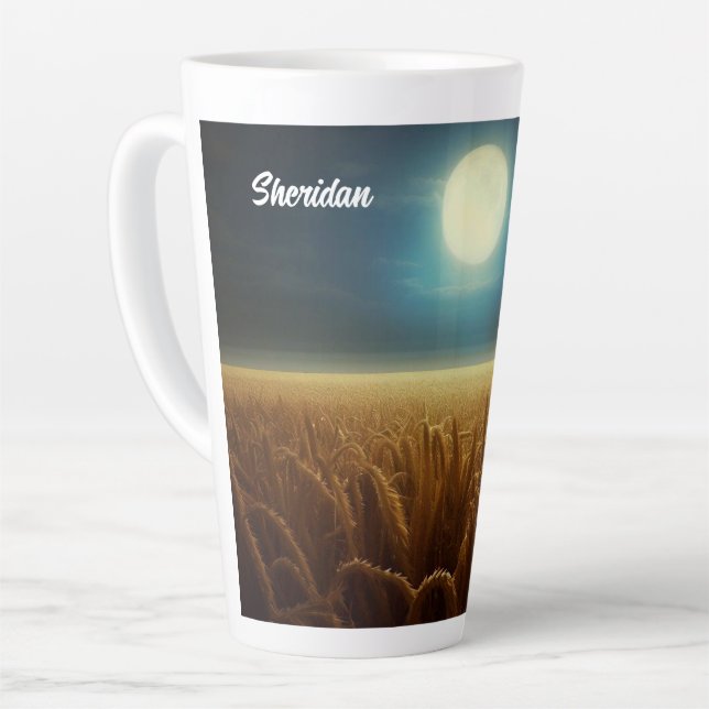 Tasse Latte Champ de blé sous la lumière de la lune (Angle gauche)