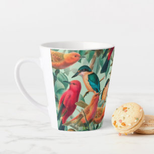 Tasse Latte Chansons colorées & Motif Feuille vert