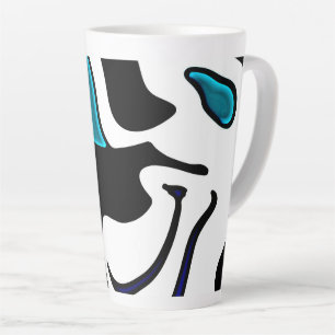 Tasse Latte Charge de profondeur : noir, blanc et bleu Abstrai