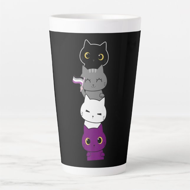 Tasse Latte Chat Aexo Pride Cute Ace Drapeau Animal Animaux Am (Devant)