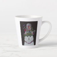 Chat blanc avec cloche papillon
