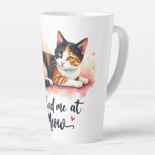 Tasse Latte Chat Calico Vous M'avez Eu à Miaou Aquarelle