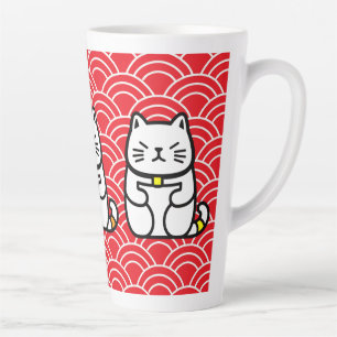 Tasse Latte Chat chanceux japonais ou Maneki-Neko