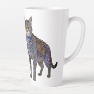 Tasse Latte Chat de circuit cyberpunk – Bête de technologie né