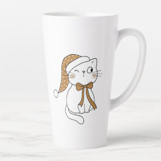 Tasse Latte Chat de l'hiver clin d'œil