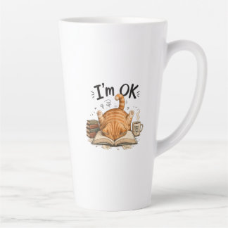 Tasse Latte Chat Drôle Lisant des Livres Amateur de Café Graph