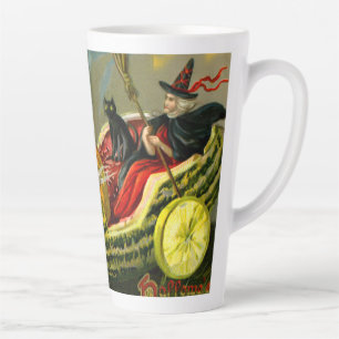 Tasse Latte Chat et sorcière vintage d'Halloween noir