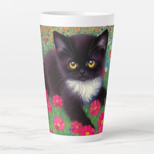 Tasse Latte Chat Gustav Klimt Tuxedo (Devant)
