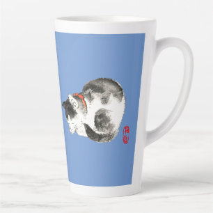Tasse Latte Chat japonais couché noir et blanc