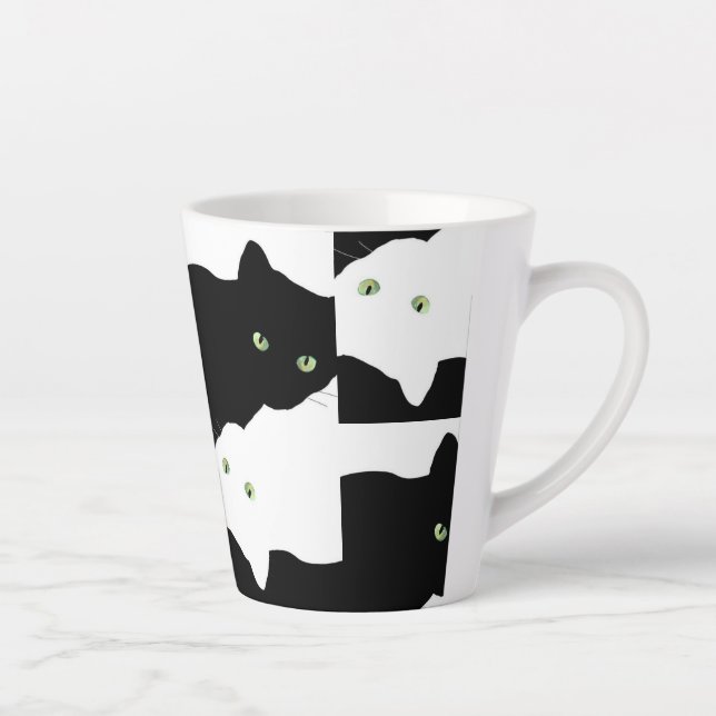 Tasse Latte Chat noir et blanc (Droite)