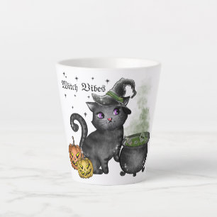Tasse Latte Chat noir sorcière   Vibes sorcières