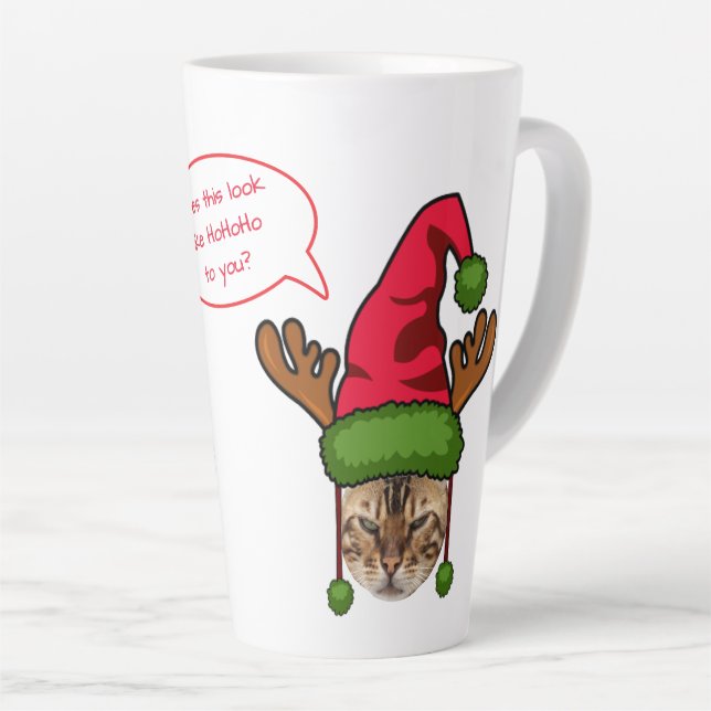 Tasse Latte Chat personnalisé mignon en Noël Casquette (Angle droit)