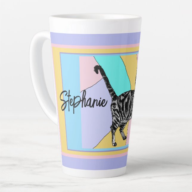Tasse Latte Chat Tabby Pastel Chats Femme Pastel Couleurs (Angle gauche)