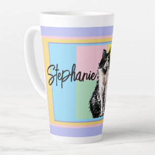 Tasse Latte Chat Tuxedo Pastel Chats Femme Pastel Couleurs