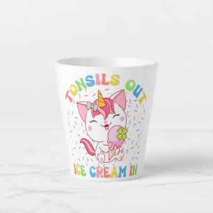 Tasse Latte Chat Unicorne mignonne avec crème glacée Funny P