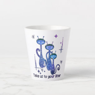 Tasse Latte Chats Aliens amusants - "Emmenez-Nous Sur Votre Li