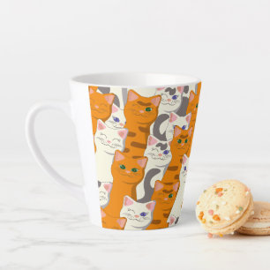 Tasse Latte Chats blancs et gingembre motif yeux verts yeux bl