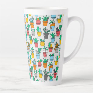 Tasse Latte Chats dans les pots à fleurs