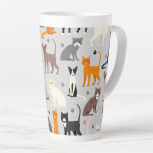 Tasse Latte Chats et Empreintes de pattes